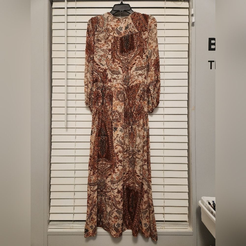 Zara Womes Paisley Print Maxi Dress Size XS Boho! Festival! - Picture 6 of 8